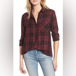 Rails Hunter Metallic Plaid Shirt in Wine Navy Black